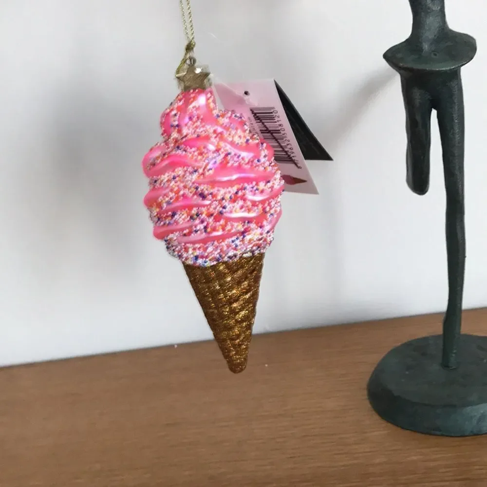 Anthropologie Vondels Ice Cream Cone Ornament Set of Two.